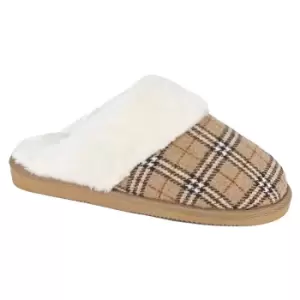 Sleepers Womens/Ladies Leyla Checked Slippers (7 UK) (Beige)