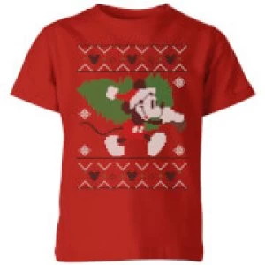 Disney Tree Mickey Kids Christmas T-Shirt - Red - 5-6 Years