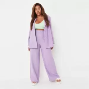 Missguided Plus Size Linen Look Wide Leg Trousers - Purple