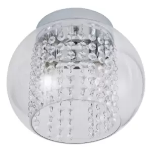 Spa Megara 2 Light Cloche Ceiling Light Decorative Crystal Clear Glass and Chrome