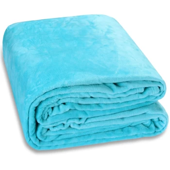 Cuddle TV Sofa Blanket Day Bed Throw Snuggle Cosy Cuddly Soft Fleece 240x220cm - hellblau (de)