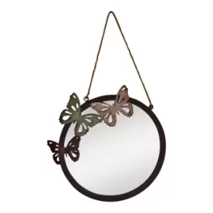 Circular Garden Mirror Butterfly Design