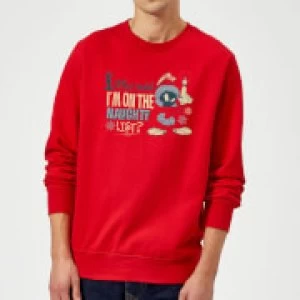 Looney Tunes Martian Who Said Im On The Naughty List Christmas Sweatshirt - Red - XXL