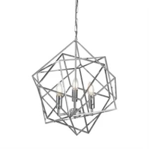 Cube 3 Light Ceiling Pendant Chrome, E14