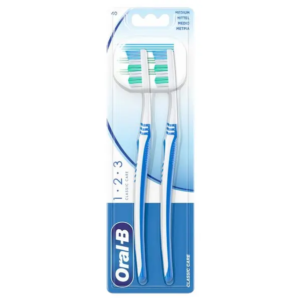 Oral B 123 Classic Care Medium Toothbrush 2Pcs