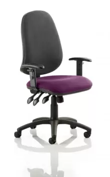 Eclipse XL Lever Task Operator Chair Black Back Bespoke Seat With Height Adjustable Arms In Purple