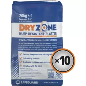 Safeguard Dryzone Fast Set Renovation Plaster 20kg (10 Pk)