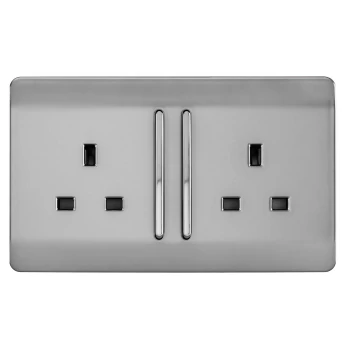 TrendiSwitch Double Switched Socket - Stainless Steel