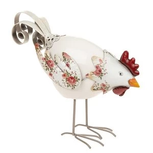 Country Rose Pecking Chicken Ornament