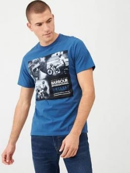 Barbour International Steve McQueen Triple Print T-Shirt - Blue, Ink Size M Men