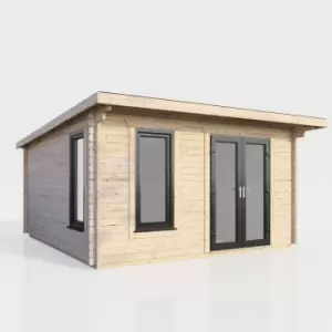 Power 14x12 Pent Log Cabin - Right Hand Door