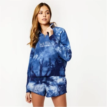 Jack Wills Honeylane Half Zip Sweatshirt - Blue Tie Dye