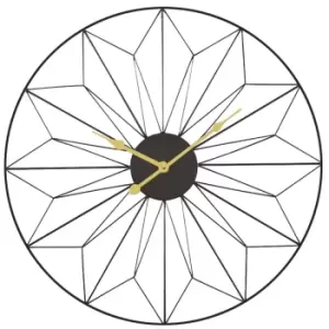 Celestial Black and Gold Metal Geo Design Round Wall Clock