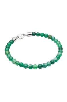 Green Agate Bead Bracelet with Stainless Steel Clasp 22cm