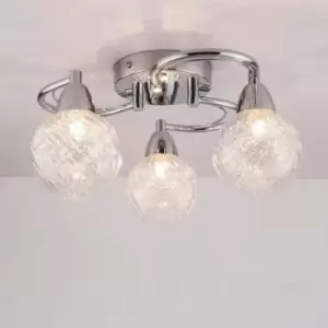 Harperliving - bolla 3xG9 Energy Saving LED Semi Flush Ceiling Light, Swirl Arms, Polished Chrome Finish, Natural White (4000K), Bulbs Included