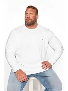 BadRhino Essential Plain Long Sleeve T-Shirt - White, Size 4XL, Men