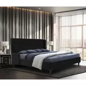 Shanaya Bed King Plush Velvet Black