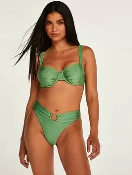 Hunkemoller Mauritius Ring Cheeky High Waist Bikini Brief - Green, Size S, Women