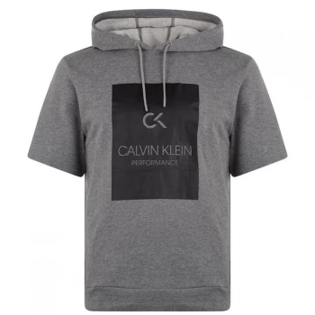 Calvin Klein Performance Billboard Short Sleeve Hoodie - 077Grey/CKBlack