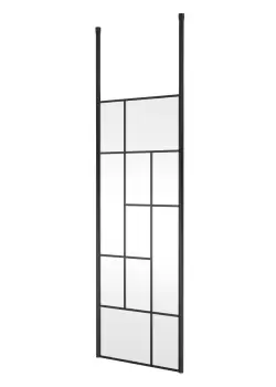 Hudson Reed 760mm Abstract Frame Wetroom Screen With Ceiling Posts - Matt Black