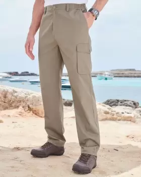 Cotton Traders Mens Wanderer Trousers in Beige