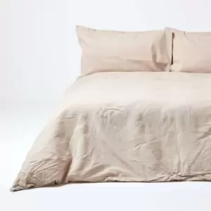 Natural Linen Duvet Cover Set, Super King - Natural - Natural - Homescapes