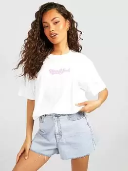 Boohoo New York T-Shirt - White, Size L, Women