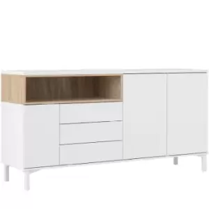 Furniture To Go - Sideboard 3 Drawers 3 Doors in White and Oak - White and Oak