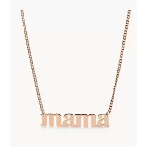 Fossil Womens Georgia Mama Rose Gold-Tone Stainless Steel Necklace - Rose Gold