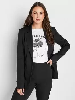 Long Tall Sally Black Scuba Crepe Blazer, Black, Size 10, Women