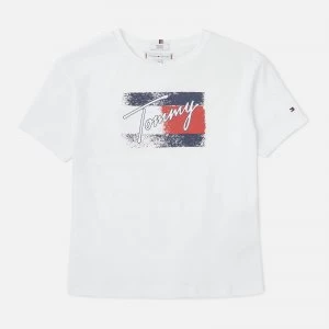 Tommy Hilfiger Girls Flag Print Short Sleeve T-Shirt - White - 8 Years