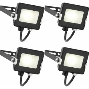 4 pack Outdoor Waterproof LED Floodlight - 10W Cool White LED - Matt Black