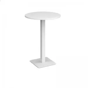 Brescia circular poseur table with flat square white base 800mm -