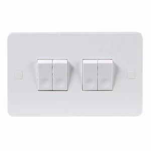 KnightsBridge Pure 4mm 10A White 4G 2 Way 230V Electric Wall Plate Switch