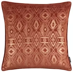 Tayanna Metallic Velvet Cushion Brick, Brick / 50 x 50cm / Polyester Filled