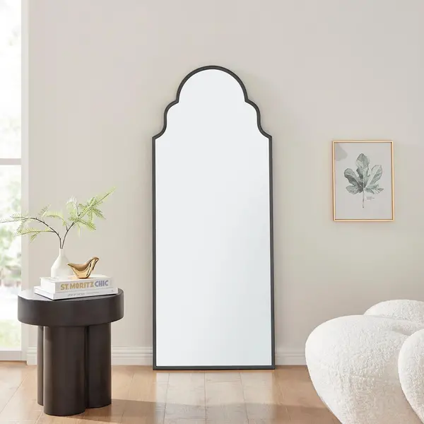 FurnitureboxUK Hima Metal Framed Moroccan Arch Glam Wall Mirror Black