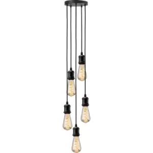 Calla - 230V E27 Vintage 5 Light Pendant - Matt Black - CALVI5PMB - Knightsbridge