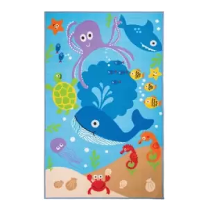 Flair Rugs Childrens/Kids Under The Sea Bedroom Rug (100cm x 160cm) (Blue)