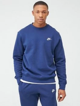 Nike Sportswear Club Fleece Crew Neck Sweat - Navy, Size L, Men