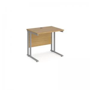 Maestro 25 straight desk 800mm x 600mm - silver cantilever leg frame