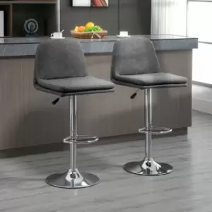 Homcom - Morden Adjustable Swivel Bar Stools Set of 2, with Backrest, Grey