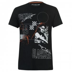 Firetrap Blackseal Print Embellished T Shirt - Washed Black