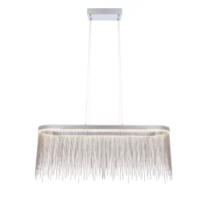 Orphelia LED Bar Pendant Light Fine Silver Chain Waterfall Effect Polished Chrome, Warm White