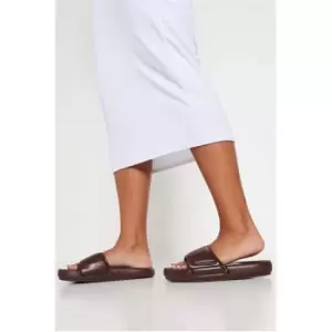 I Saw It First Padded Strap Sliders - Brown