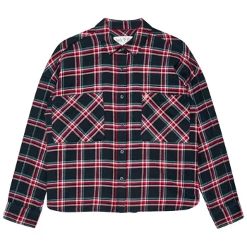 Jack Wills Lara Boxy Cropped Check Shirt - Navy