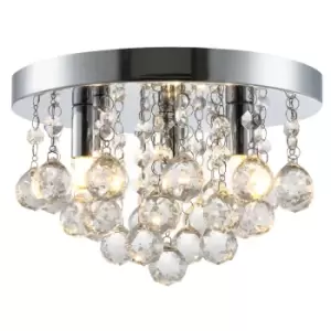 Homcom Mini Style Modern Crystal Ceiling Lamp Chandelier For Study Foyer Silver