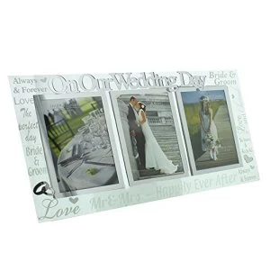 4" x 6" - Mirrored Glass Triple Photo Frame - Wedding Day