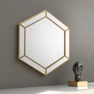 Zella Hexagonal Honeycomb Effect Gold Wall Mirror