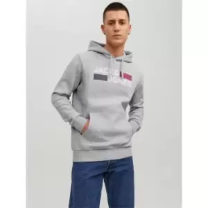 Jack and Jones Corp Logo Hood Sweat - Grey