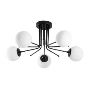 Cristal Model 12 Deco 5-light Ceiling Lamp Black